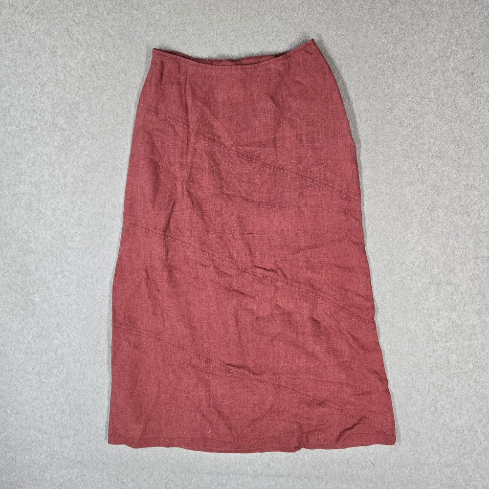 Isabella Bird Women Skirt 4 Red Linen Maxi Coastal Beachy